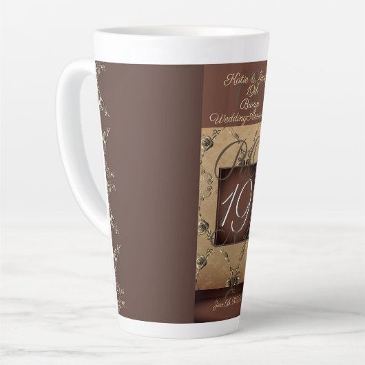 19de Jubileum van het huwelijk Bronze & Rozen Latt Latte Mok (Linkerhoek)