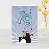 19e anniversaire - Carte de surprise de pingouin (Fleur jaune)