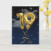 19e Anniversaire Gold Mylar Balloon et carte Confe (Fleur jaune)
