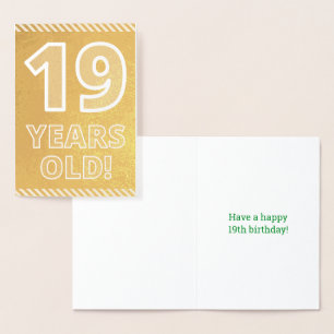19e anniversaire : Gras "19 ANS !" Carte Gold Foil