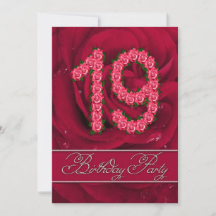 19e anniversaire invitation à la fête avec des ros