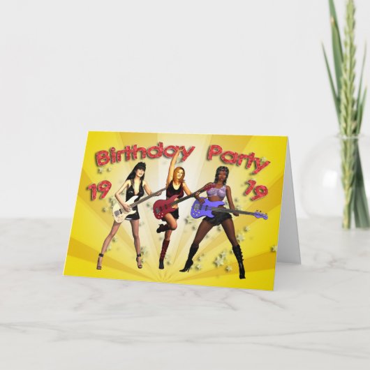 19e anniversaire invitation avec un groupe de fill (Devant)
