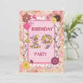 19e anniversaire invitation fête avec cadre fleuri (Debout devant)