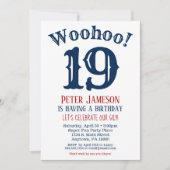 19e anniversaire Invitation Mens Marine Bleu (Devant)