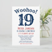 19e anniversaire Invitation Mens Marine Bleu (Debout devant)