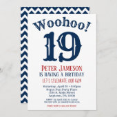 19e anniversaire Invitation Mens Marine Bleu (Devant / Derrière)