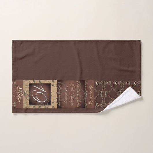 19e anniversaire Mariage bronze couleurServiette à (Serviette à main)