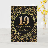 19e anniversaire Modèle floral noir et or (Fleur jaune)