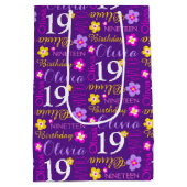 19e Anniversaire rose violet personnalisé sac cade (Dos)