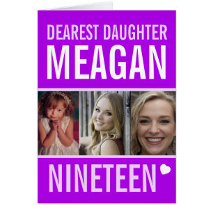 19e anniversaire trois photos fille violette