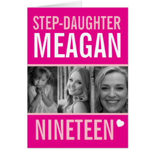 19e anniversaire trois photos rose Step-fille