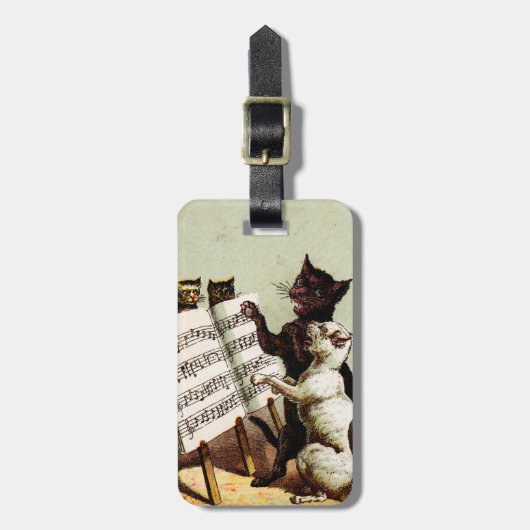19e C. Zingende katten Bagagelabel (Voorkant verticaal)