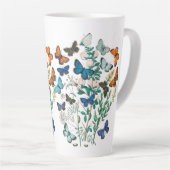 19e eeuw antiek vlinder moth illustratie latte mok (Rechterhoek)