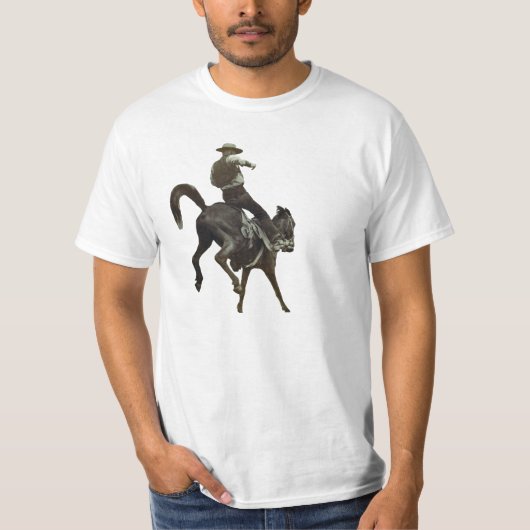 19e eeuw  cowboy Bucking Bronco T-shirt (Voorkant)