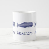 19e eeuw gestileerde walvis #1 N Blauw Extra Grote Beker (Voorkant)