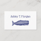 19e eeuw gestileerde walvis #1 N Blauw Visitekaartje (Voorkant)
