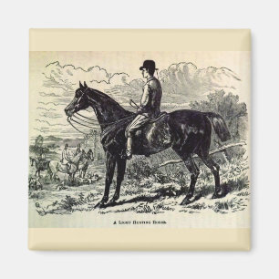 19e eeuw print A Light Hunting Horse Magneet