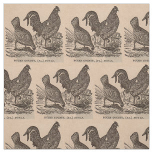 19e eeuw print Bucks County fowls kippen Stof