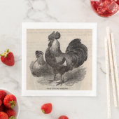19e eeuw print grijs Engelse dorkings kippen Servet (Insitu)