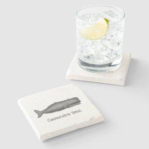  19e eeuw stilgezette walvis #1 N Stenen Onderzetter