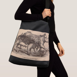 19e-eeuwse boerderij - vingerafdrukken van varkens crossbody tas