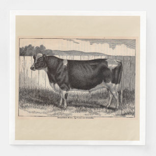 19e-eeuwse drukkerij Holstein bull Servet