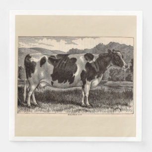 19e-eeuwse drukkerij Holstein-koe Servet