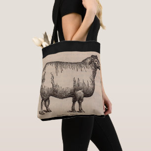 19e-eeuwse gedrukte Cotswold-schapen Tote Bag