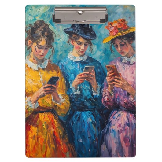 19e-eeuwse mensen gebruiken smartphones klembord (Voorkant)