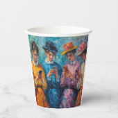 19e-eeuwse mensen gebruiken smartphones papieren bekers (Voorkant)