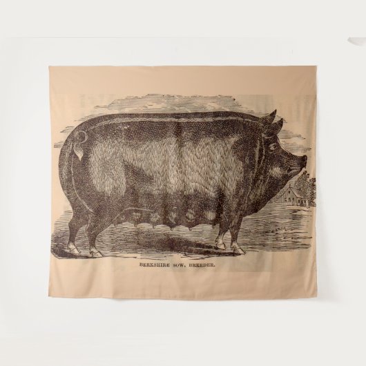 19e-eeuwse varkensprint Berkshire zeug nr. 1 Wandkleed (Voorkant (horizontaal))