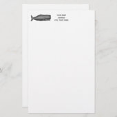 19e eeuwse walvistekening N Briefpapier (Voorkant / Achterkant)
