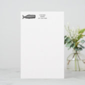19e eeuwse walvistekening N Briefpapier (Staand voorkant)