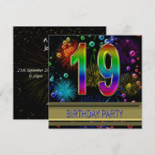 19e fête d'anniversaire Invitation avec bulles (Devant / Derrière)