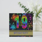 19e fête d'anniversaire Invitation avec bulles (Debout devant)