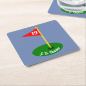 19e gat en Jouw tekst Vierkante Kartonnen Onderzetter (Schuin)