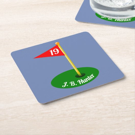 19e gat en Jouw tekst Vierkante Kartonnen Onderzetter (Schuin)