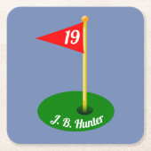 19e gat en Jouw tekst Vierkante Kartonnen Onderzetter (Voorkant)