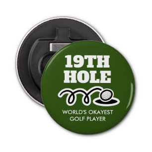 19E gat Funny golfing gift bierflessenopener Button Flesopener