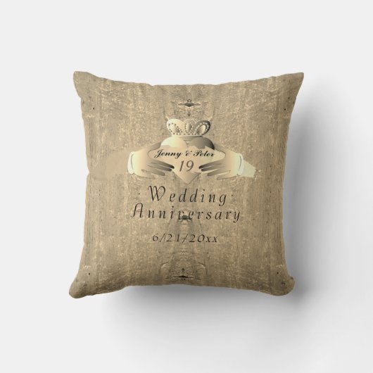 19e Jubileum Oude goudkleurige goudpijp Kussen (Achterkant)