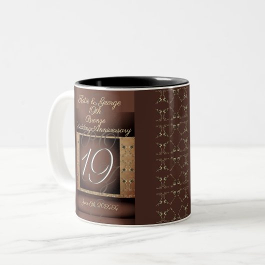 19e Mariage de bronze Anniversaire Mug (Devant gauche)