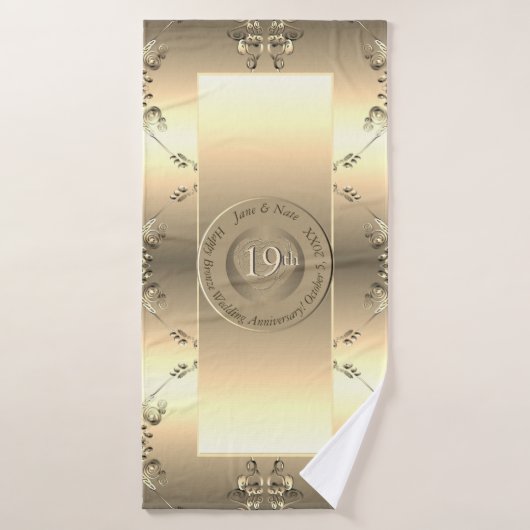19e of 8e bronzen huwelijksjubileum bad handdoek (Badhanddoek)