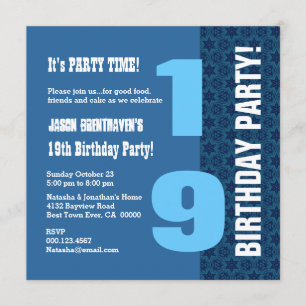 19e TEEN Birthday Modern Navy Blue Stars T7F Kaart