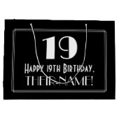 19e verjaardag: Art Deco geïnspireerde stijl "19", Groot Cadeauzakje (Achterkant)