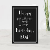 19e verjaardag: Art Deco Style # 19 en aangepaste  Kaart (Voorkant)