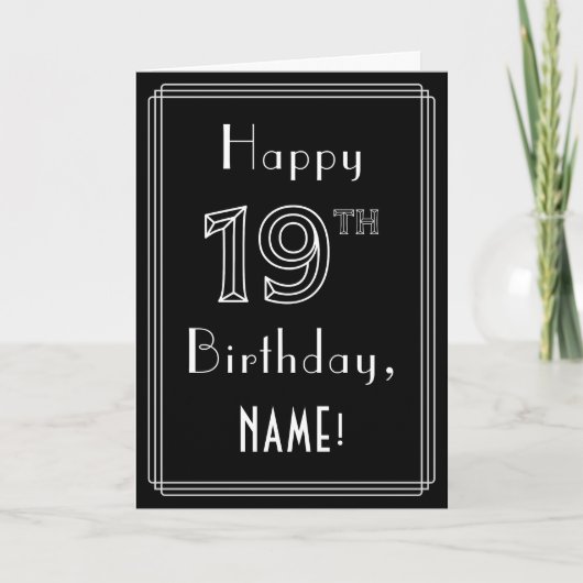 19e verjaardag: Art Deco Style # 19 en aangepaste  Kaart (Voorkant)