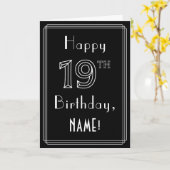 19e verjaardag: Art Deco Style # 19 en aangepaste  Kaart (Gele Bloem)