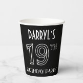 19e verjaardag: Art Deco Style + aangepaste naam Papieren Bekers (Achterkant)