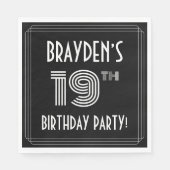 19e verjaardag: Art Deco Style + aangepaste naam Servet (Voorkant)