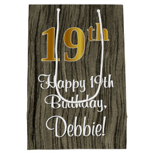 19e verjaardag: Elegant Faux Gold Kijk #, Faux Woo Medium Cadeauzakje